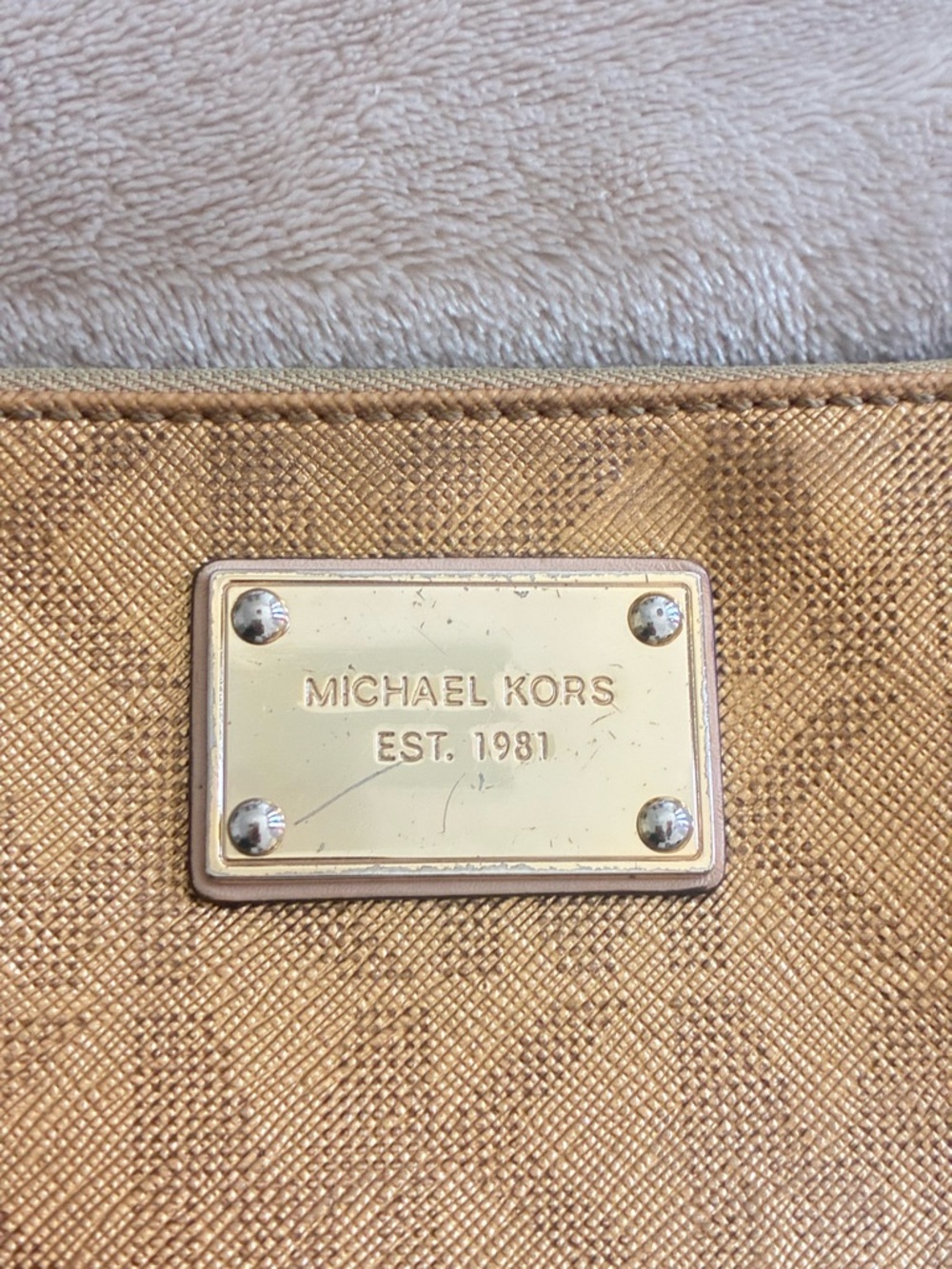 Michael Kors Gold Metallic Wristlet with Strap